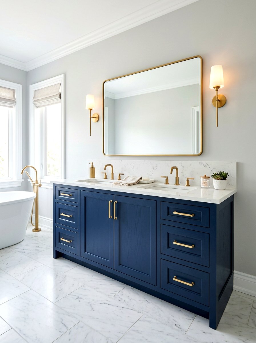 Navy Blue Vanity Cabinet - 30 art deco bathroom ideas