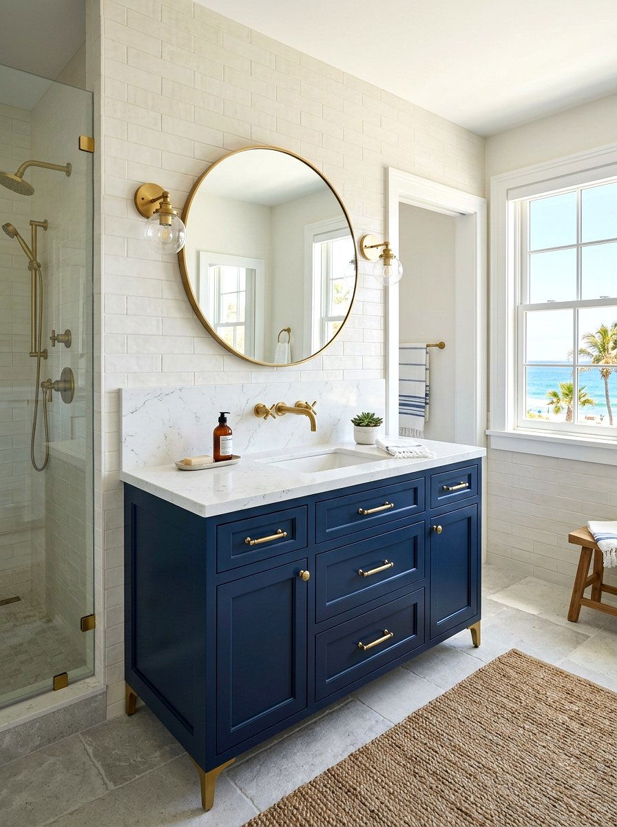 Navy Blue Vanity Faucet - 30 wall mounted faucet bathroom ideas