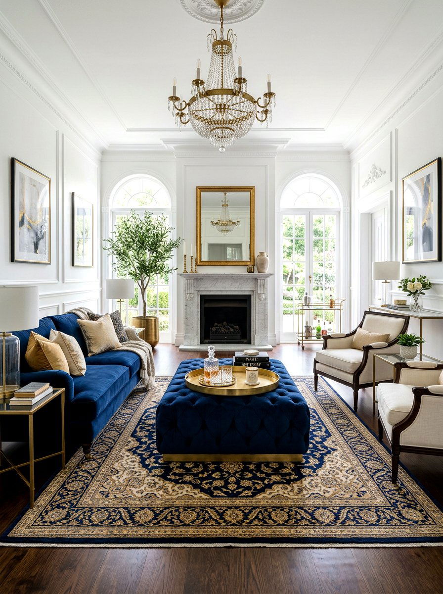 Navy Blue Velvet Ottoman - 30 ottoman coffee table ideas