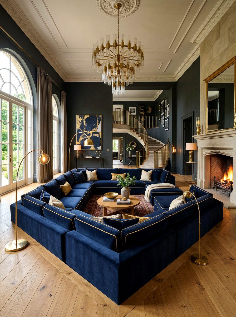 Navy Blue Velvet Pit - 30 pit sofa living room ideas