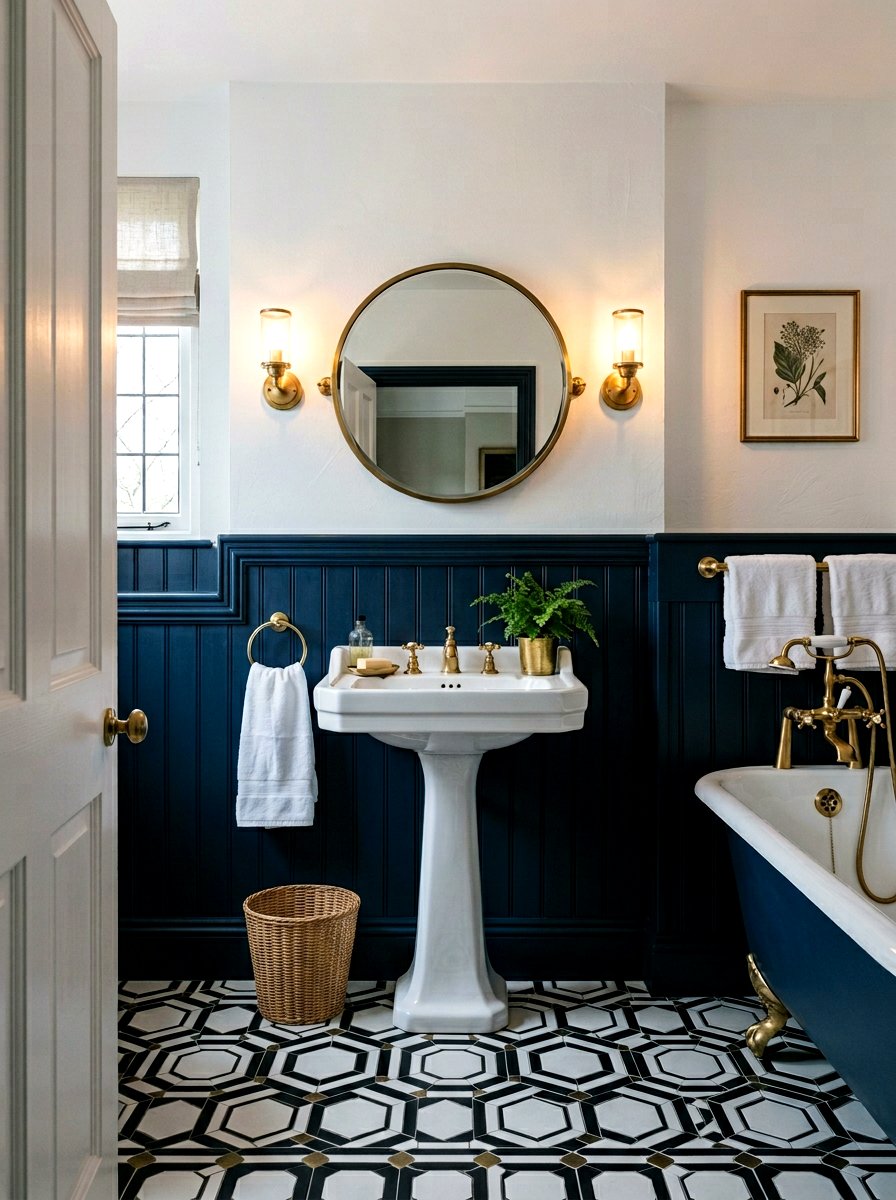 Navy Blue Wainscoting Bathroom - 30 panel molding bathroom ideas