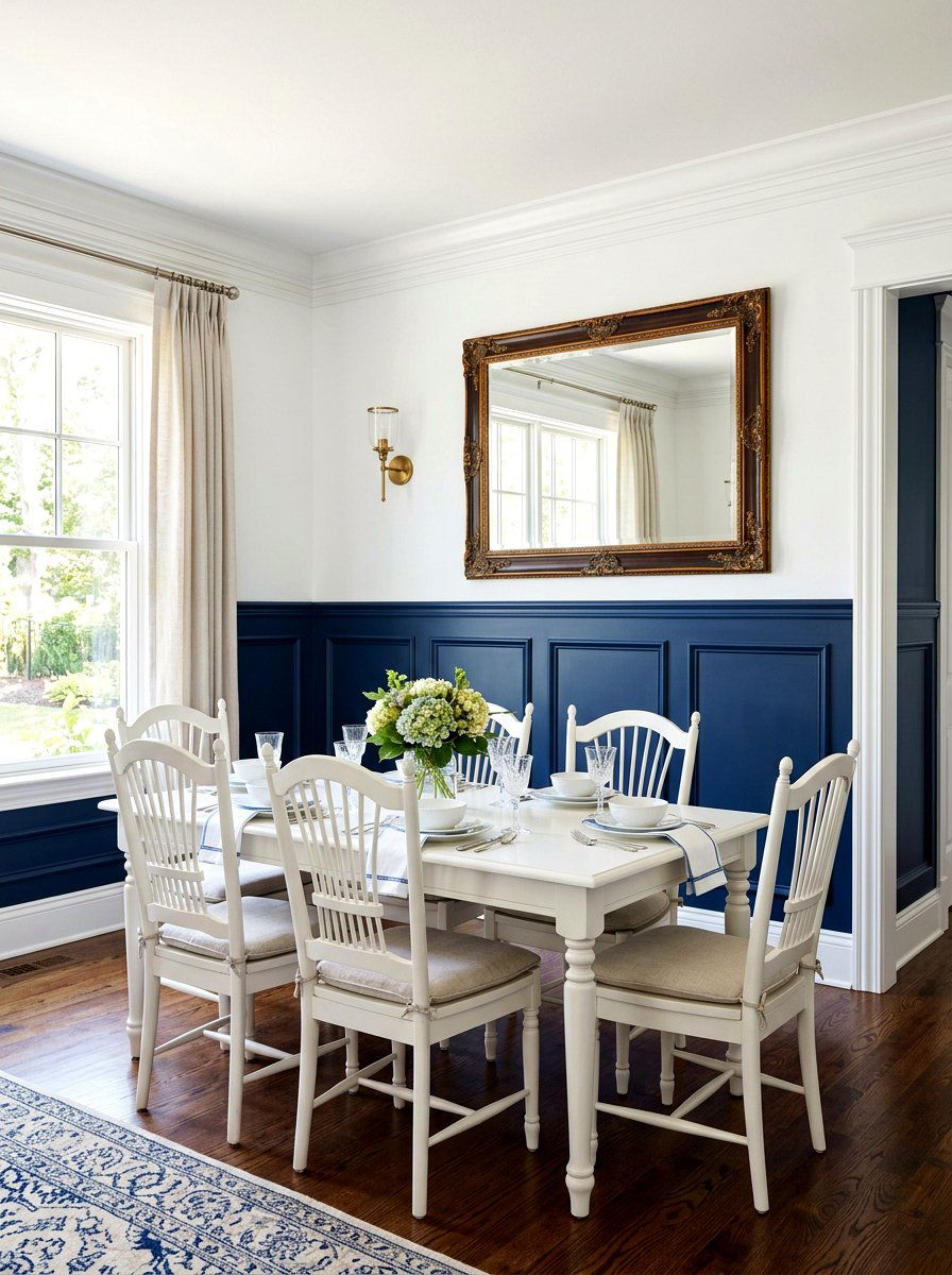 Navy Blue Wainscoting - 30 navy and white decor ideas