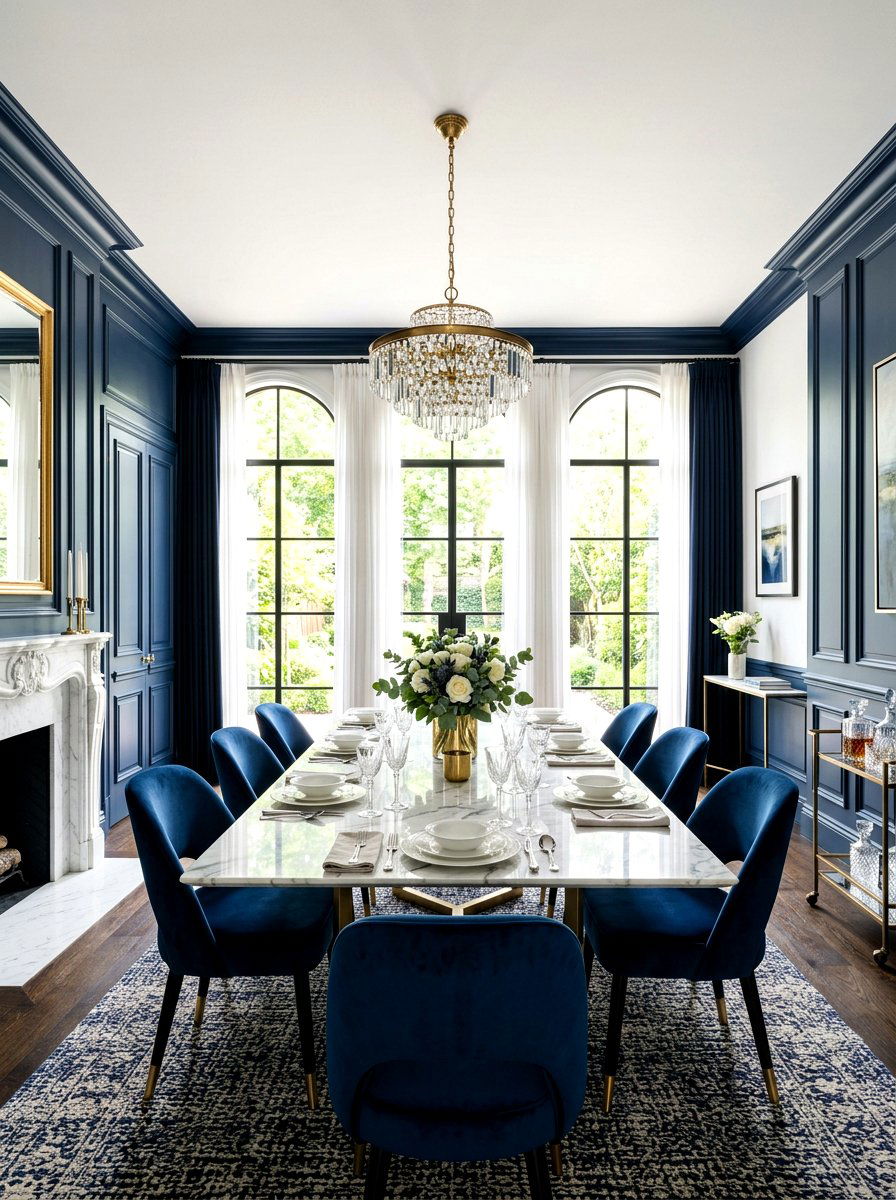 Navy Blue Wall Paneling - 30 wall panel molding ideas