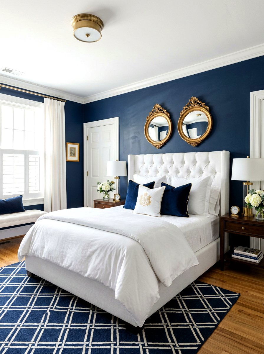 Navy Blue Wall - 30 bedroom accent wall ideas