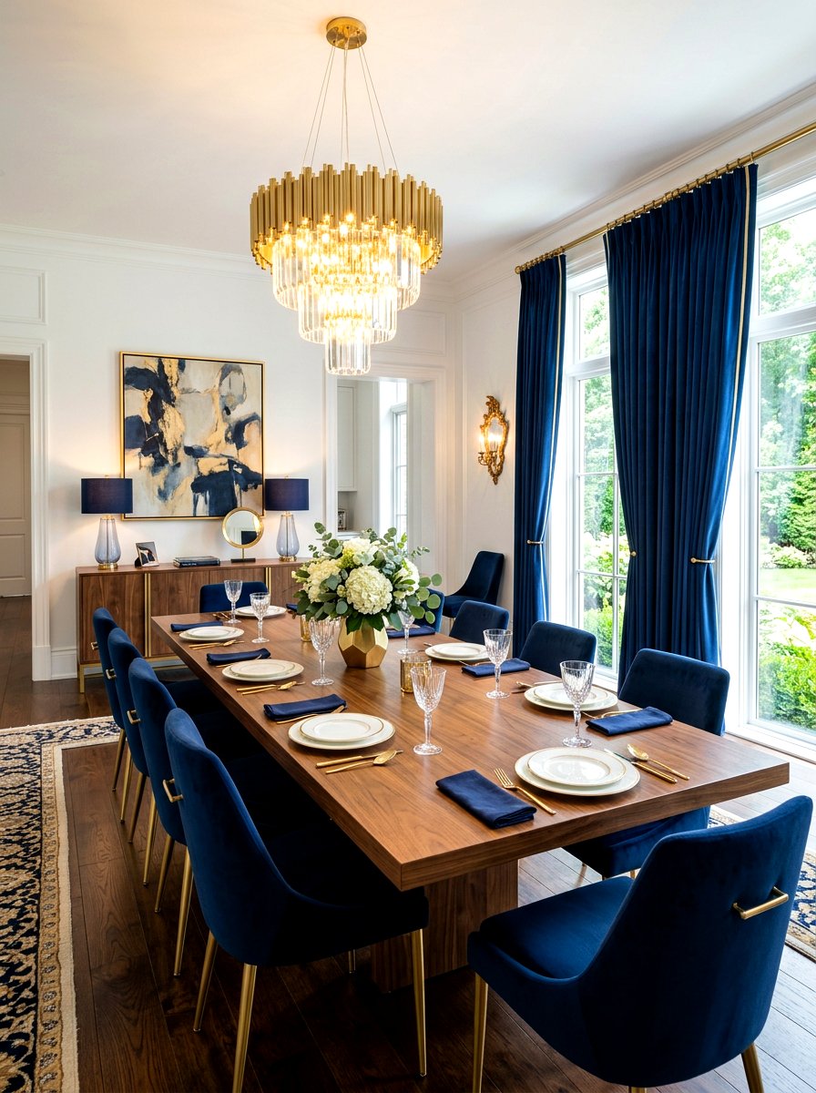 Navy Blue Window Treatments - 30 dining room drapery ideas