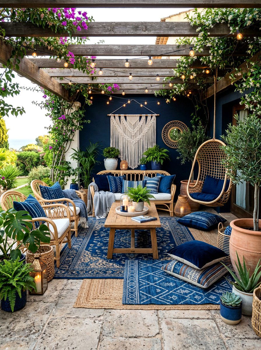 Navy Boho Patio Styling - 30 navy patio decor ideas