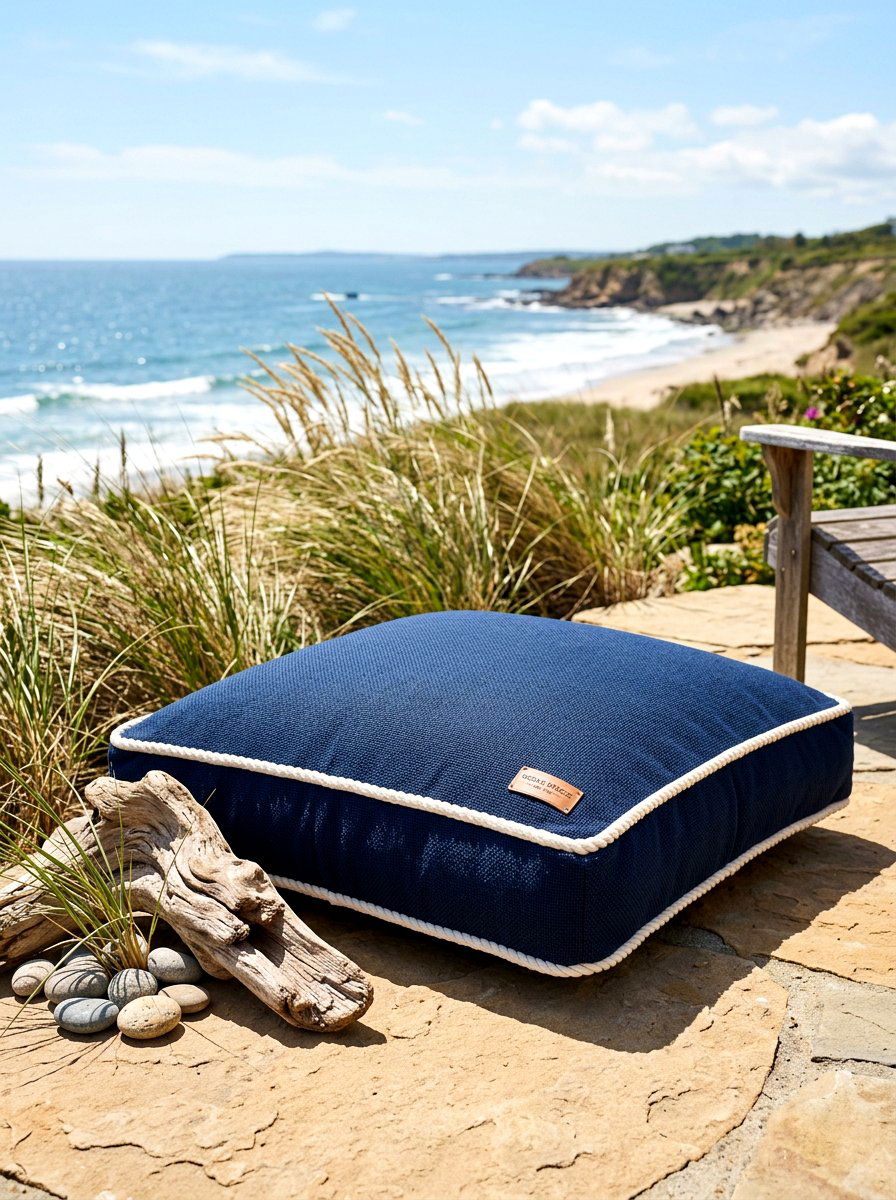 Navy Coastal Floor Pillow - 30 outdoor floor cushion ideas