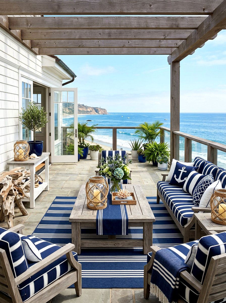 Navy Coastal Patio Decor - 30 navy patio decor ideas