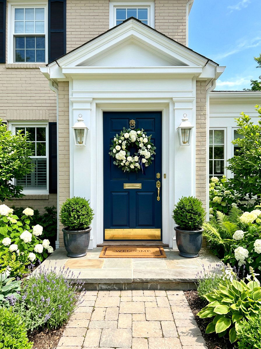 Navy Front Door - 30 front door decor ideas