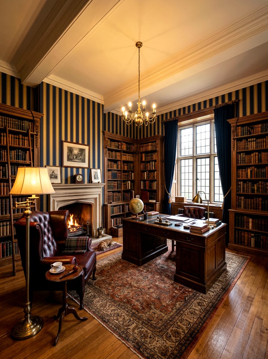 Navy Gold Study - 30 striped wall ideas