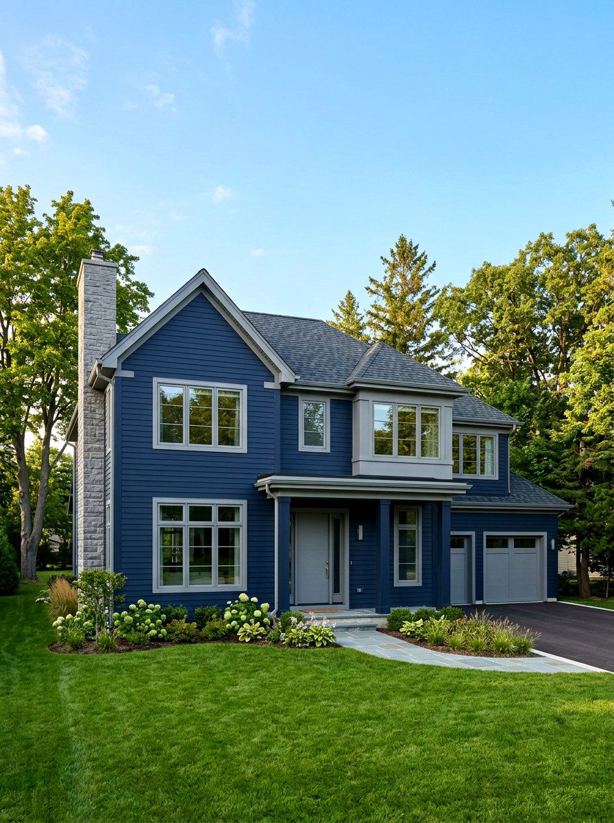 Navy House Grey Trim - 30 house trim color ideas