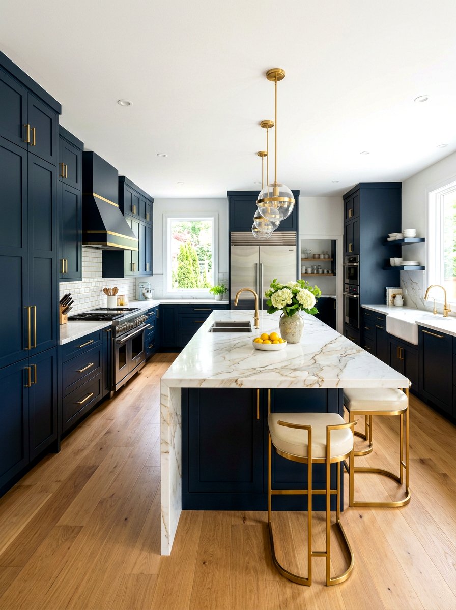 Navy Kitchen Cabinets Gold Hardware - 30 navy kitchen cabinet ideas