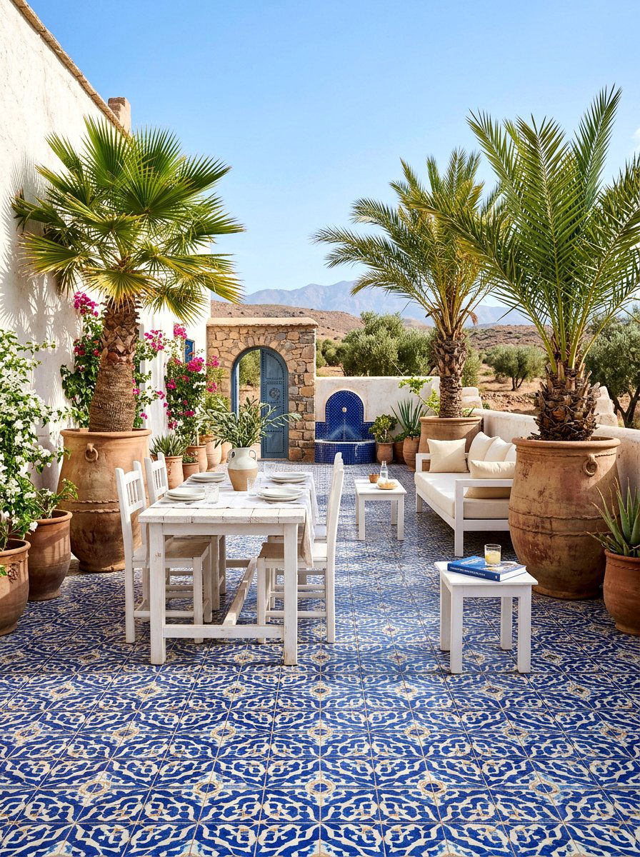 Navy Moroccan Tile Patio - 30 navy patio decor ideas