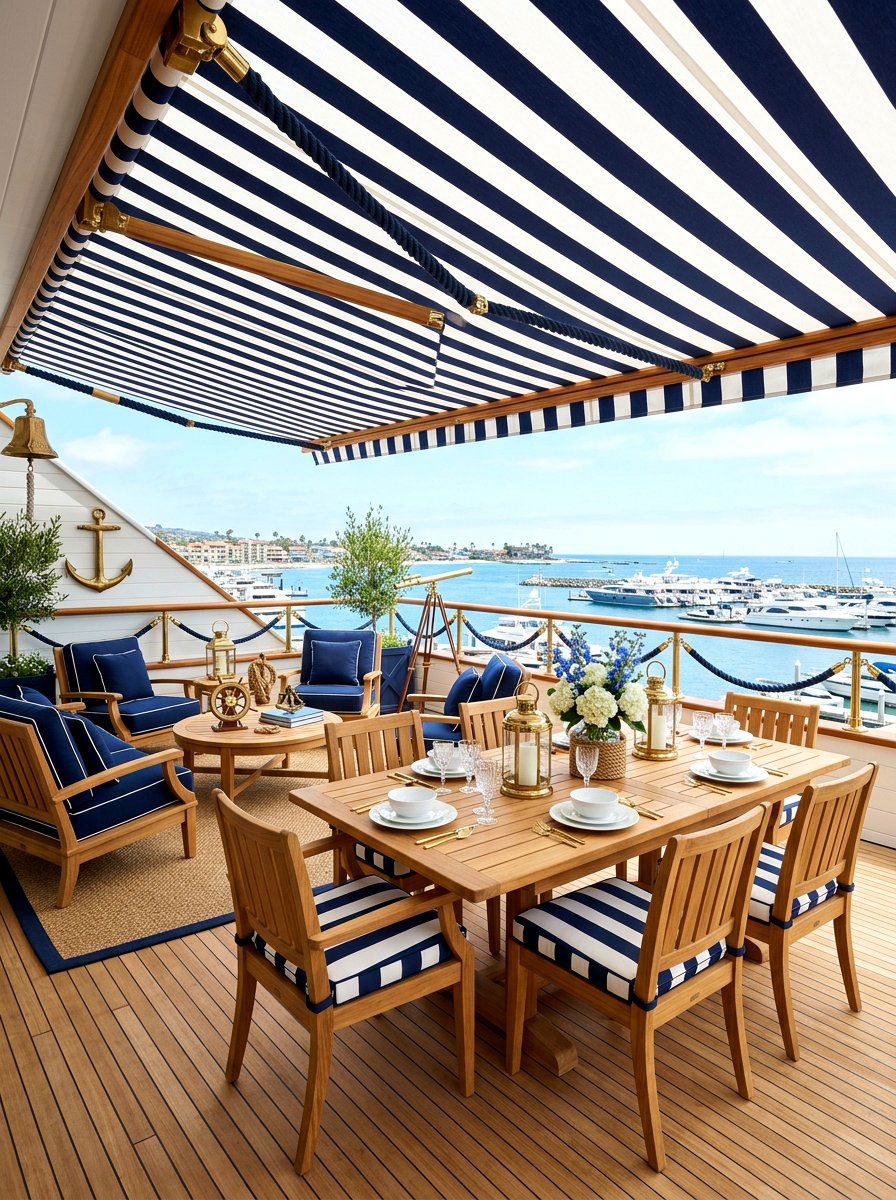 Navy Nautical Patio Theme - 30 navy patio decor ideas