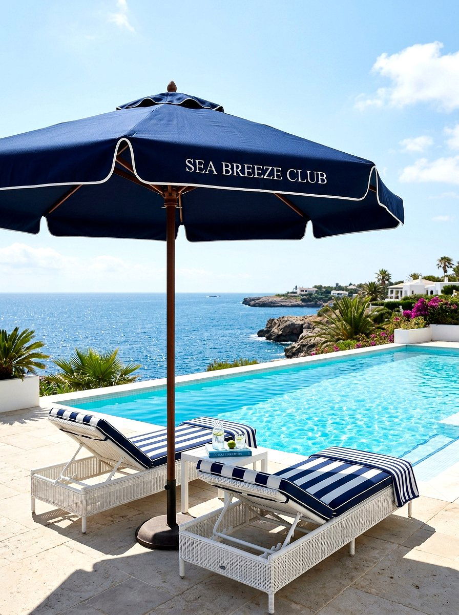 Navy Pool Umbrella - 30 pool umbrella ideas