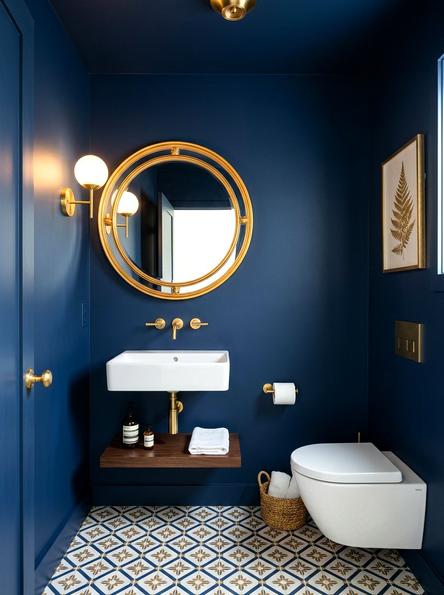 Navy Powder Room - 30 navy bathroom ideas