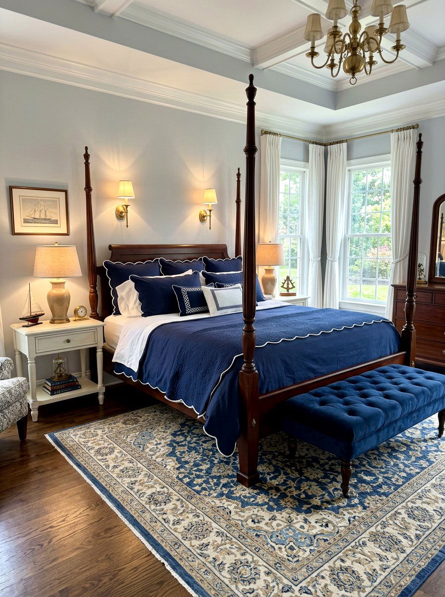 Navy Scalloped Edge Bedding - 30 scalloped bedding ideas