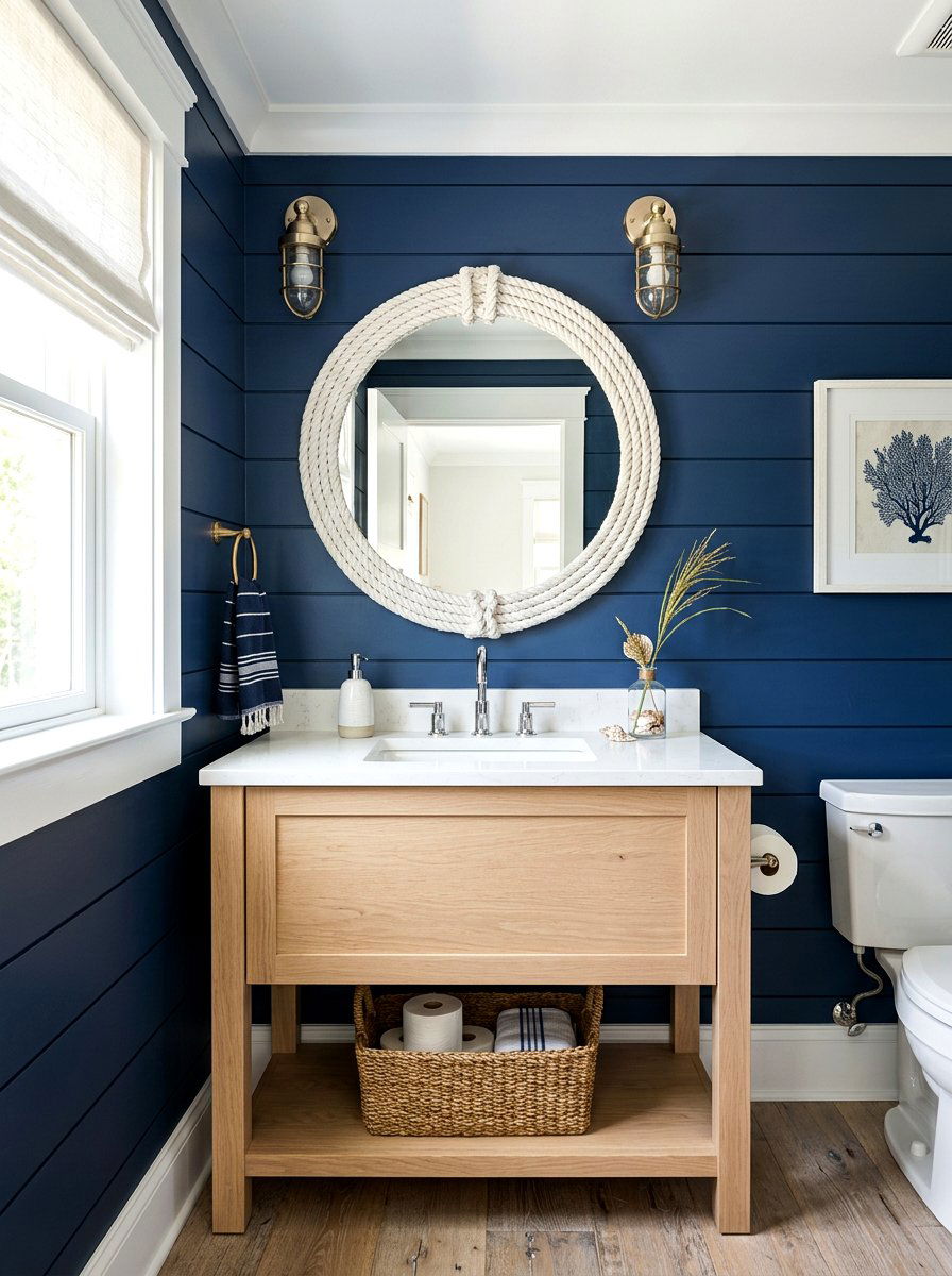 Navy Shiplap Powder Room - 30 powder room ideas