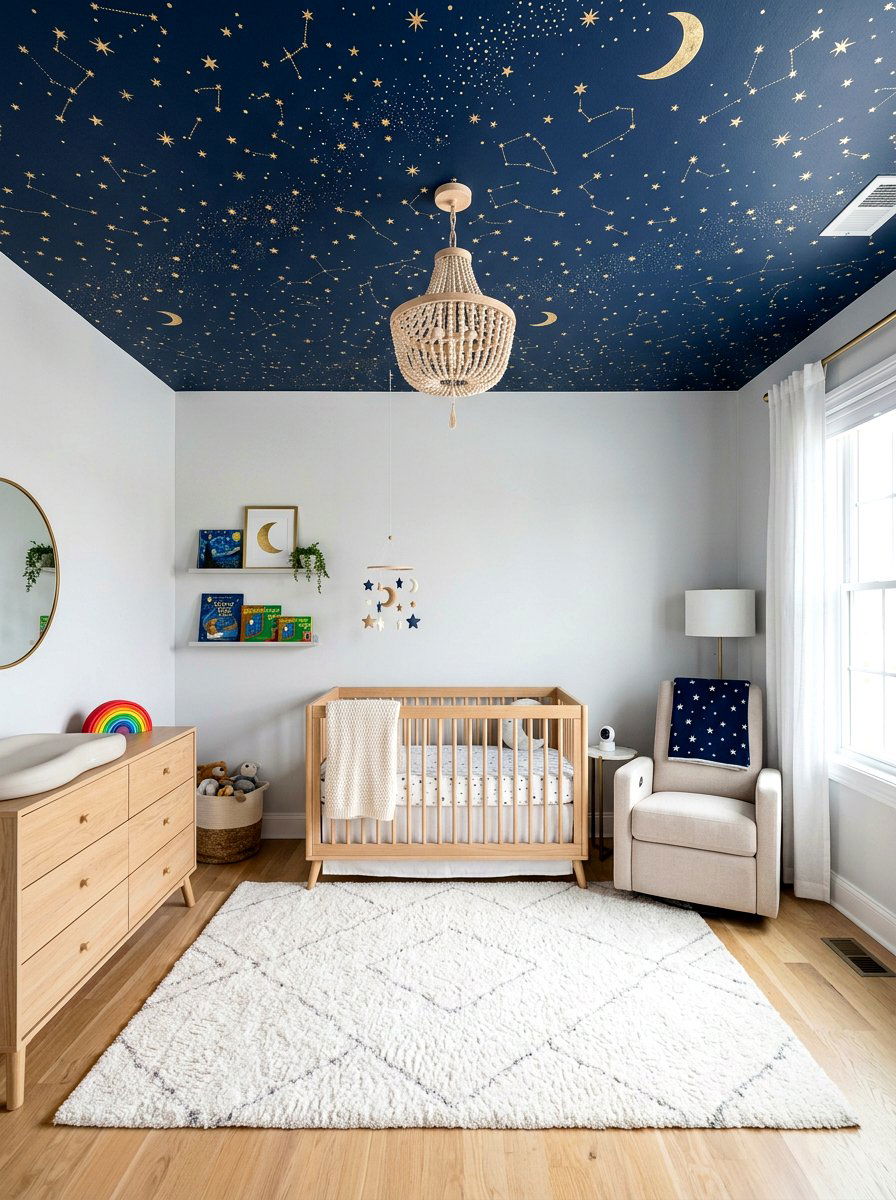 Navy Starry Nursery - 30 wallpaper ceiling ideas