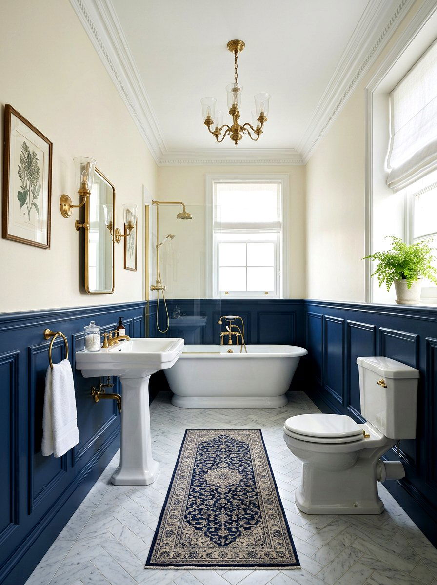 Navy Wainscoting - 30 navy bathroom ideas