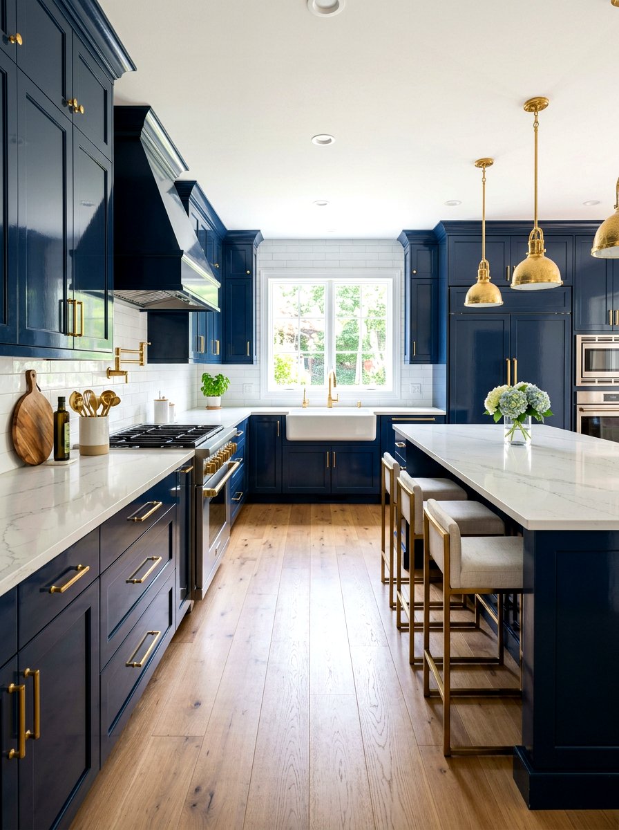 Navy and gold kitchen cabinets - 30 kitchen paint cabinet combo ideas