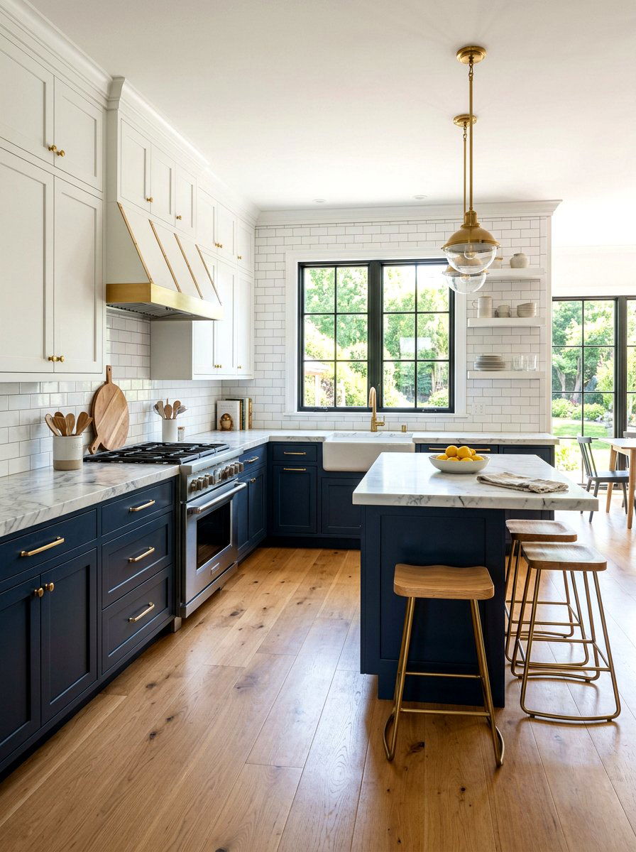 Navy blue and white kitchen cabinets - 30 kitchen paint cabinet combo ideas