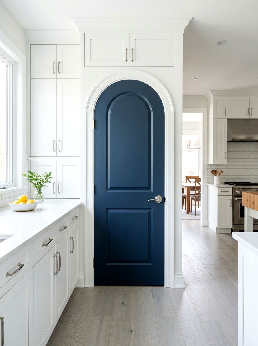 Navy blue arched pantry door - 30 arched pantry door ideas