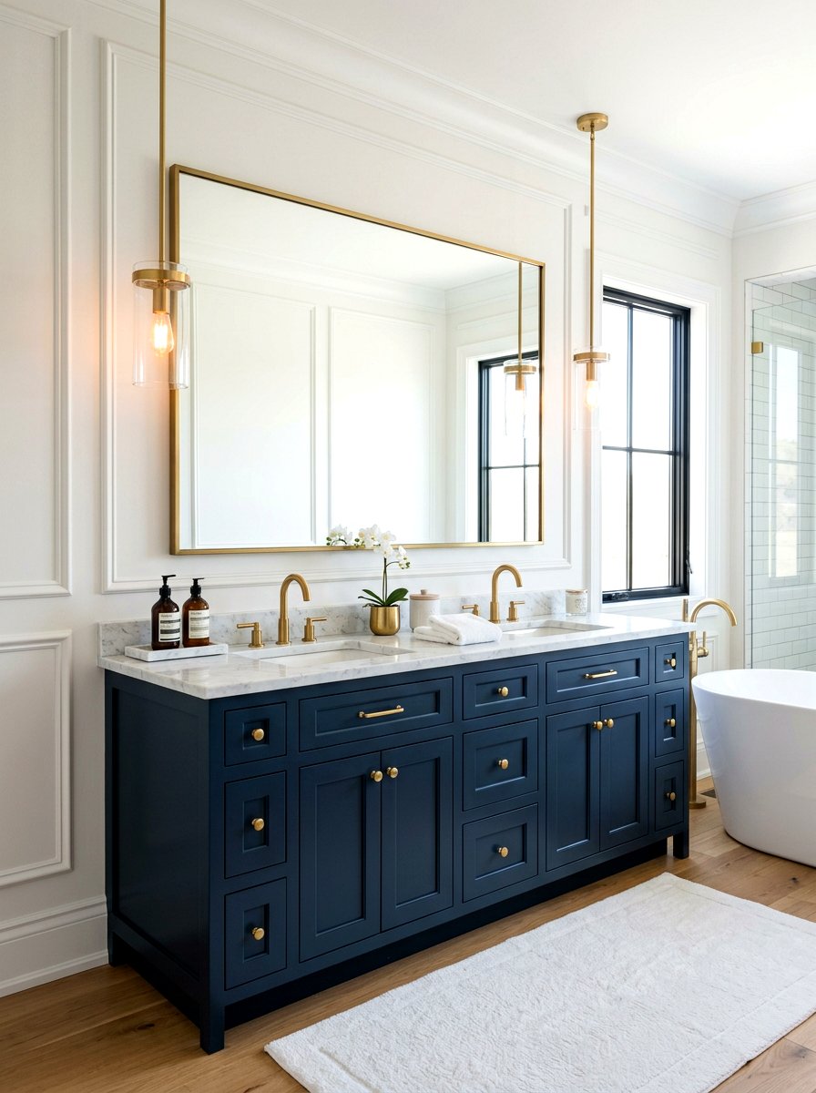 Navy blue bathroom vanity - 30 painted bathroom vanity ideas