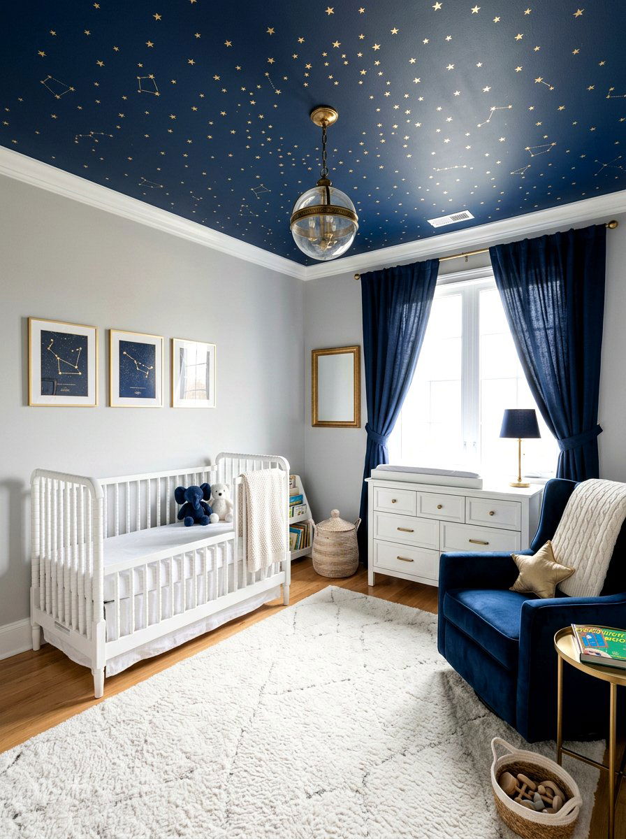 Navy blue ceiling - 30 painted ceiling ideas