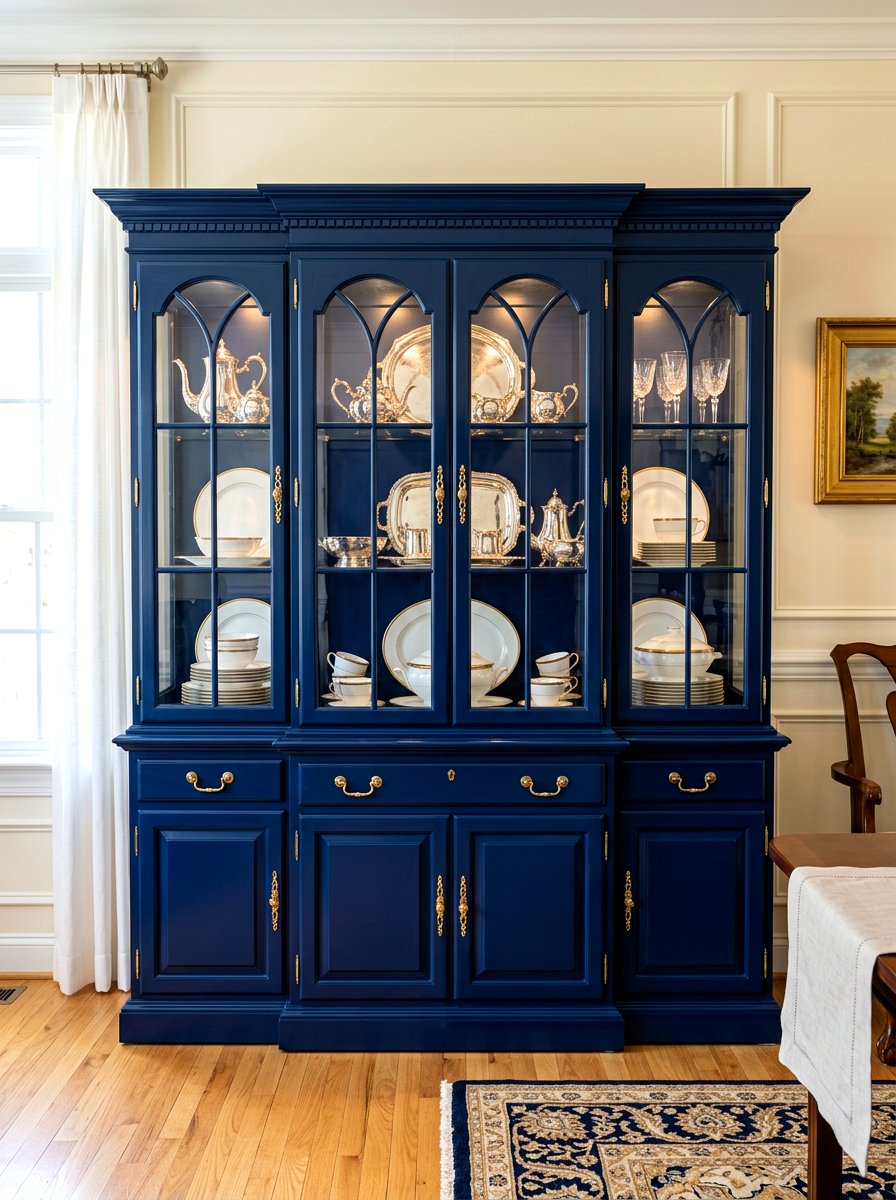 Navy blue china cabinet - 30 china cabinet makeover ideas
