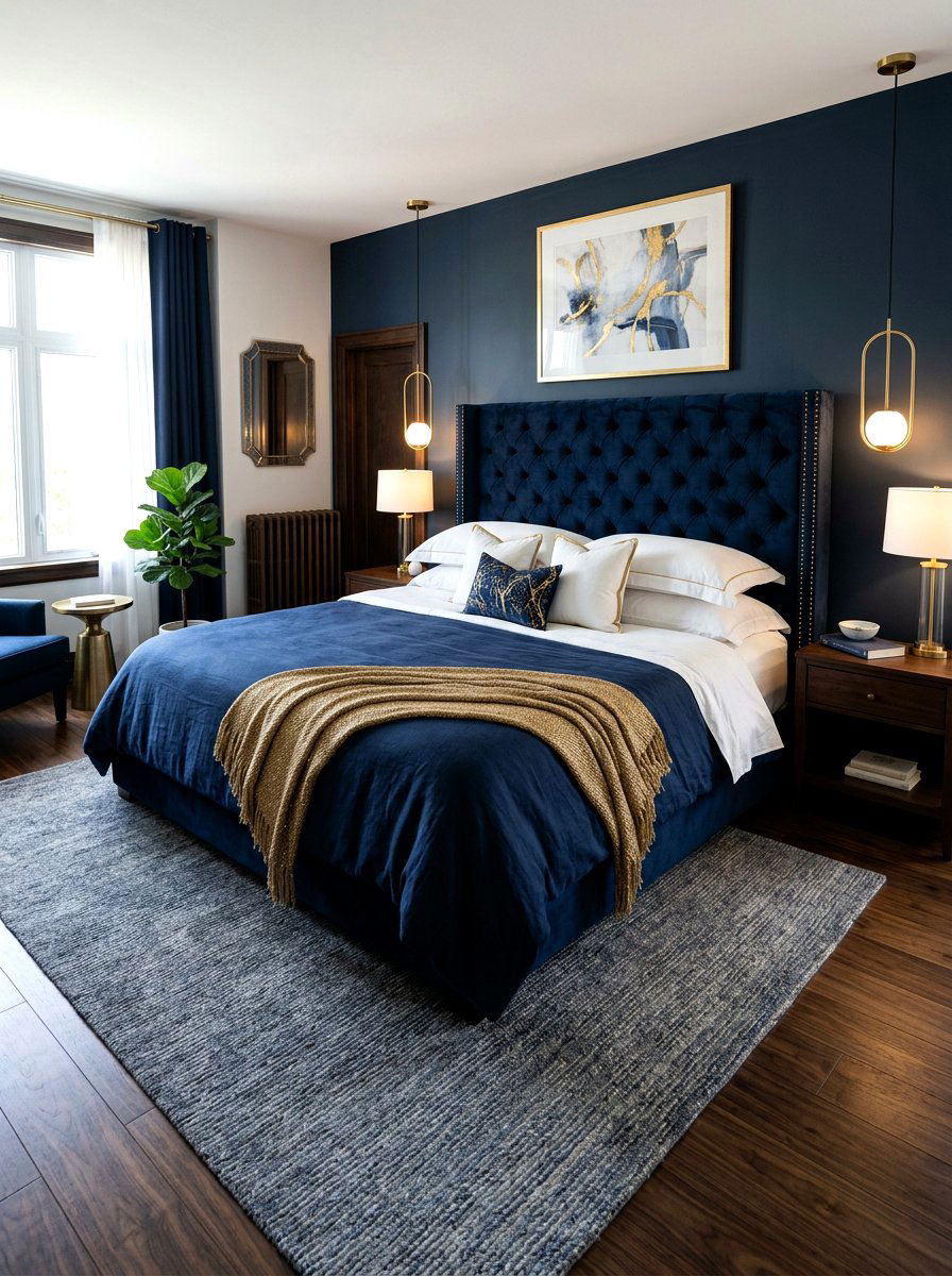 Navy blue duvet - 30 designer duvet styling ideas