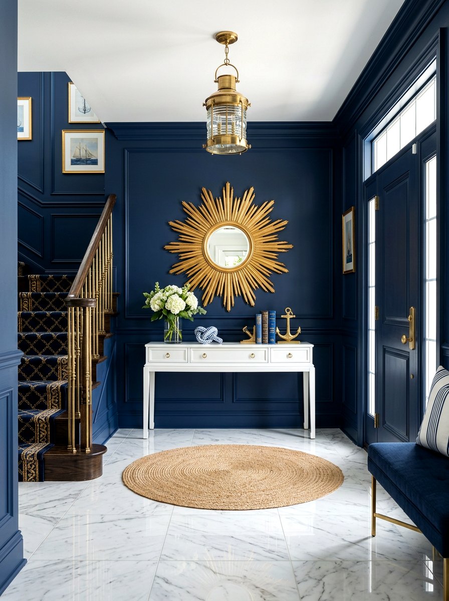 Navy blue entryway - 30 dramatic foyer decor ideas
