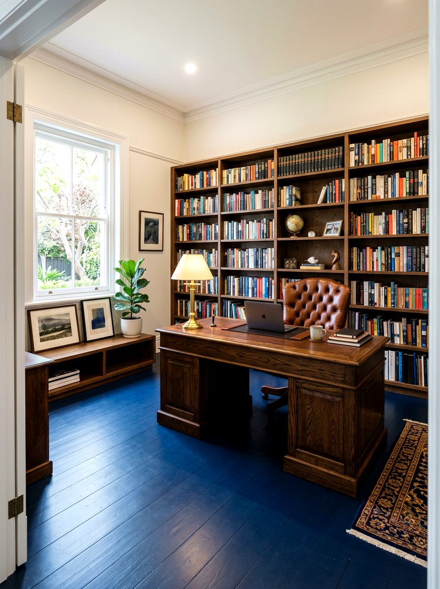 Navy blue floor - 30 painted floor ideas