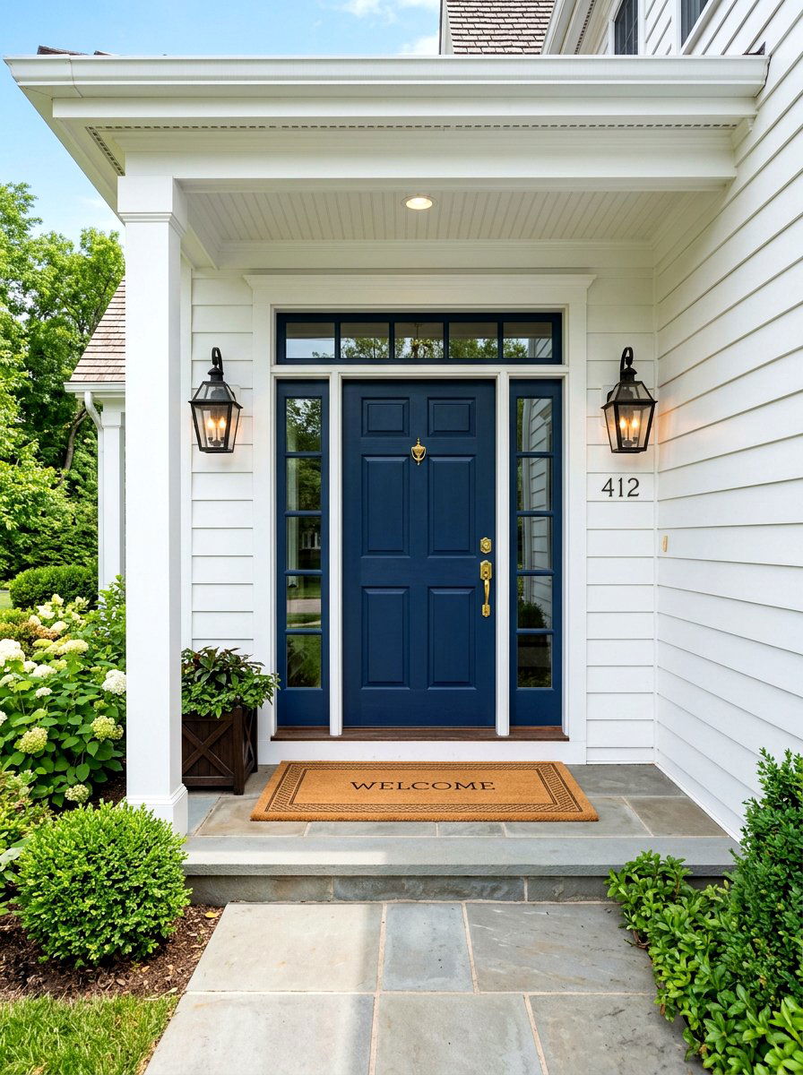 Navy blue front door - 30 front door color ideas