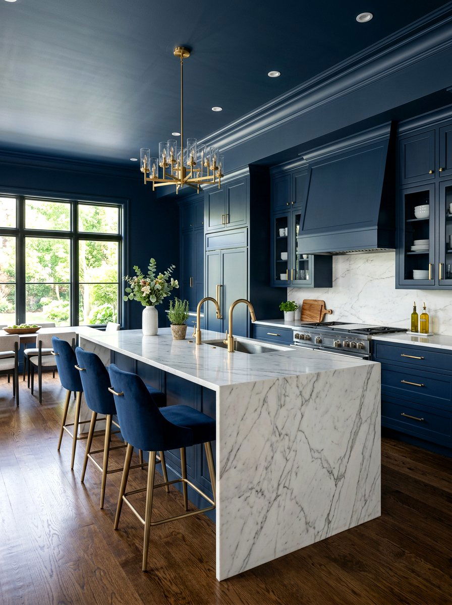 Navy blue kitchen - 30 color drenched kitchen ideas