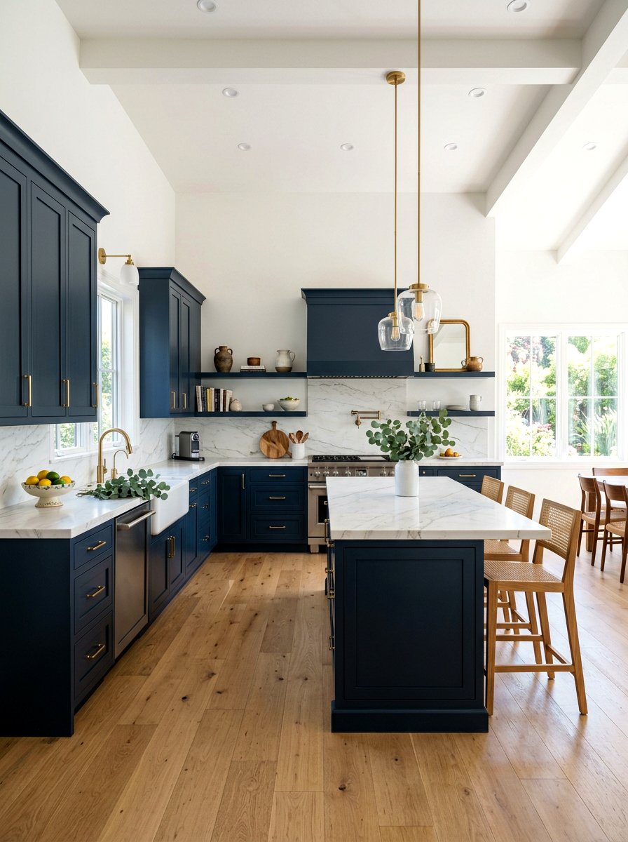 Navy blue kitchen cabinets - 30 blue kitchen ideas