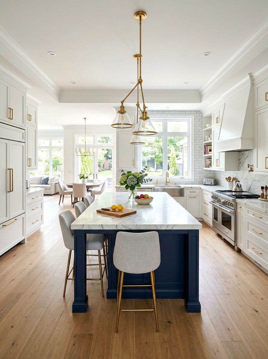 Navy blue kitchen island - 30 denim blue kitchen ideas