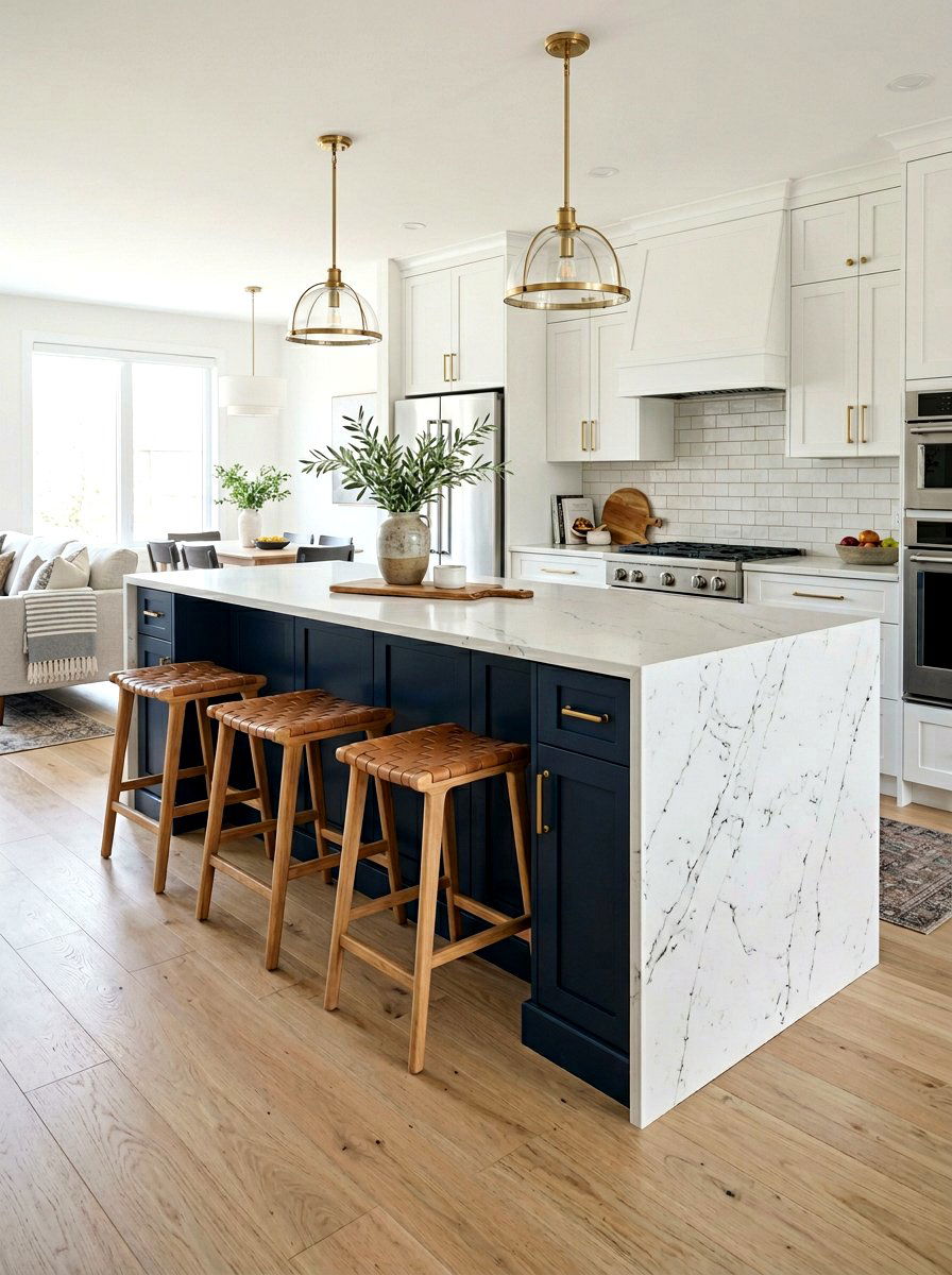 Navy blue kitchen peninsula - 30 blue kitchen ideas