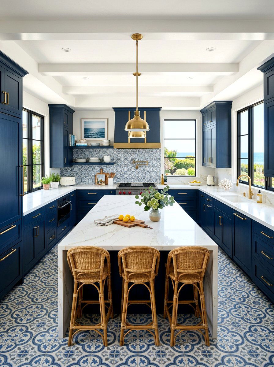 Navy blue kitchen quartz - 30 quartz kitchen ideas