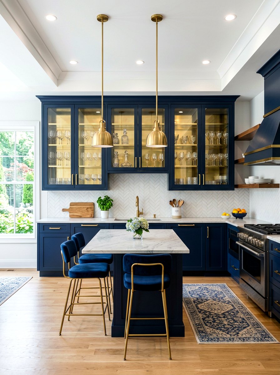 30 navy and brass kitchen ideas for a luxe, modern finish
