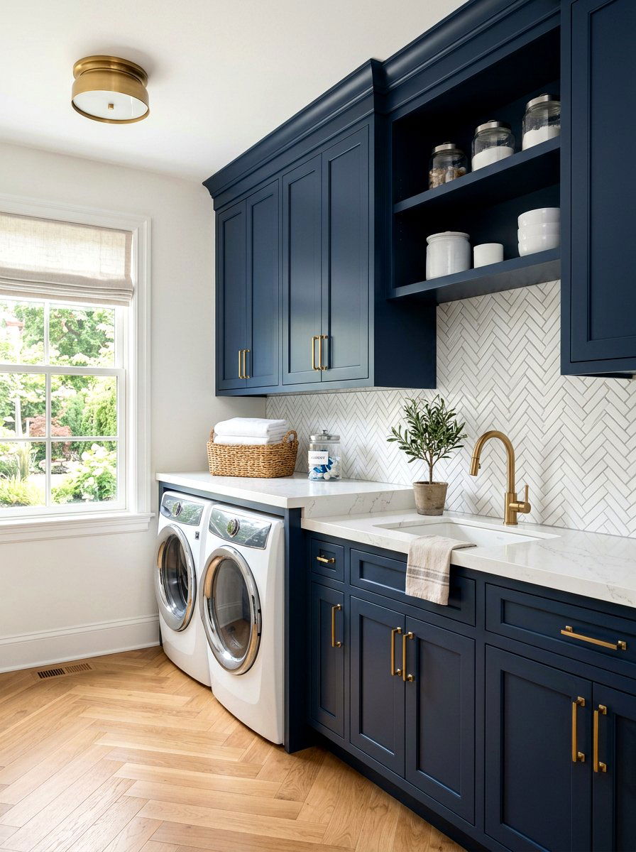 Navy blue laundry room cabinets - 30 modern laundry room ideas