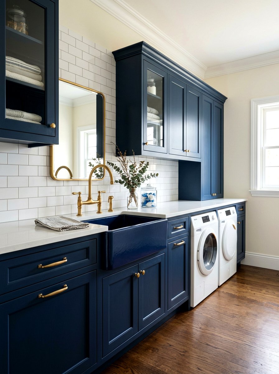 Navy blue laundry sink cabinet - 30 utility sink cabinet ideas