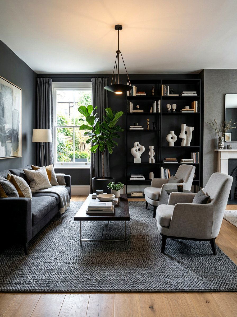 Navy blue library office - 30 moody office ideas