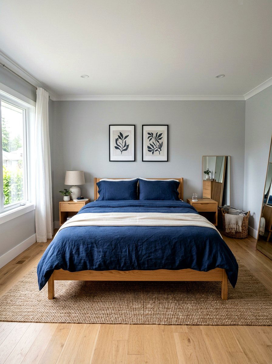 Navy blue linen sheets - 30 inky blue bedroom decor ideas