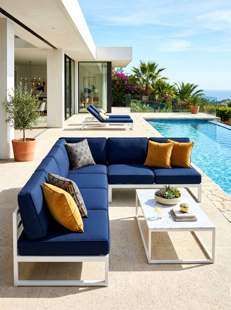 Navy blue outdoor sectional design - 30 outdoor modular sofa ideas