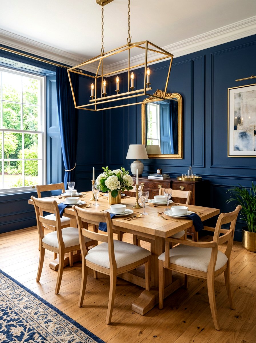 Navy blue paneling - 30 moody supper club dining ideas