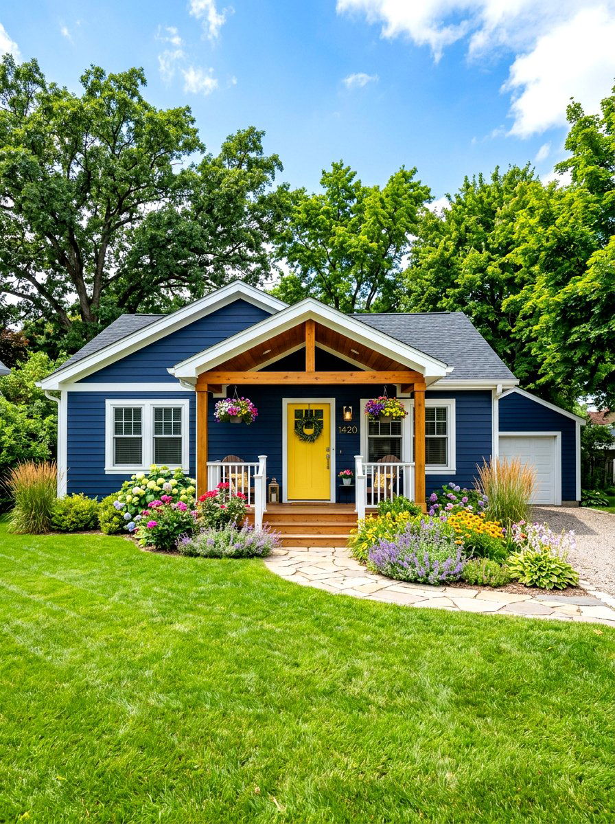 Navy blue ranch house - 30 ranch house exterior ideas