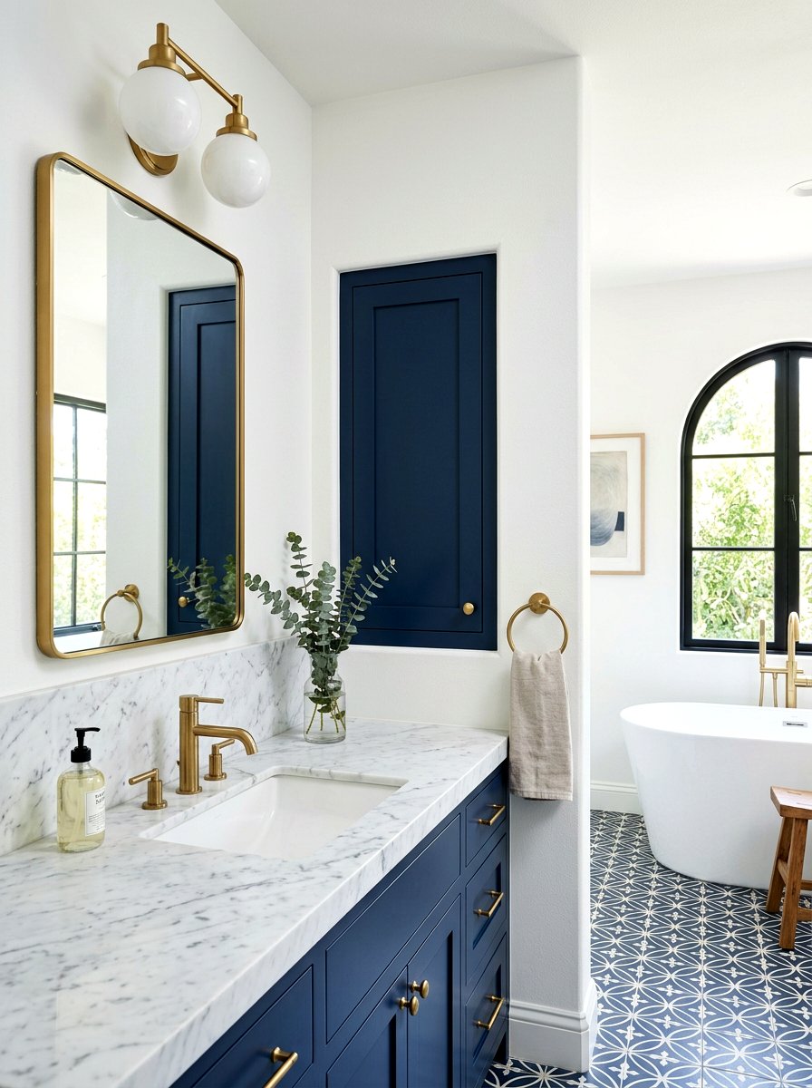 Navy blue recessed cabinet - 30 recessed medicine niche ideas