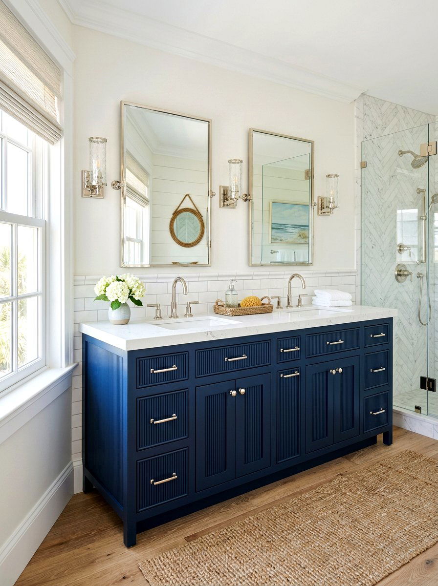 Navy blue reeded vanity - 30 reeded vanity bathroom ideas