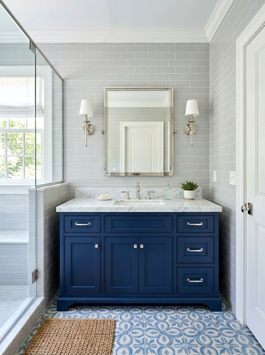 Navy blue vanity - 30 powder room vanity ideas
